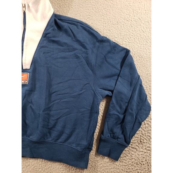 Nike Sweatshirt Women's Large Blue 1/2 Zip Fleece Team Jacket Cotton Stretch - Picture 3 of 12